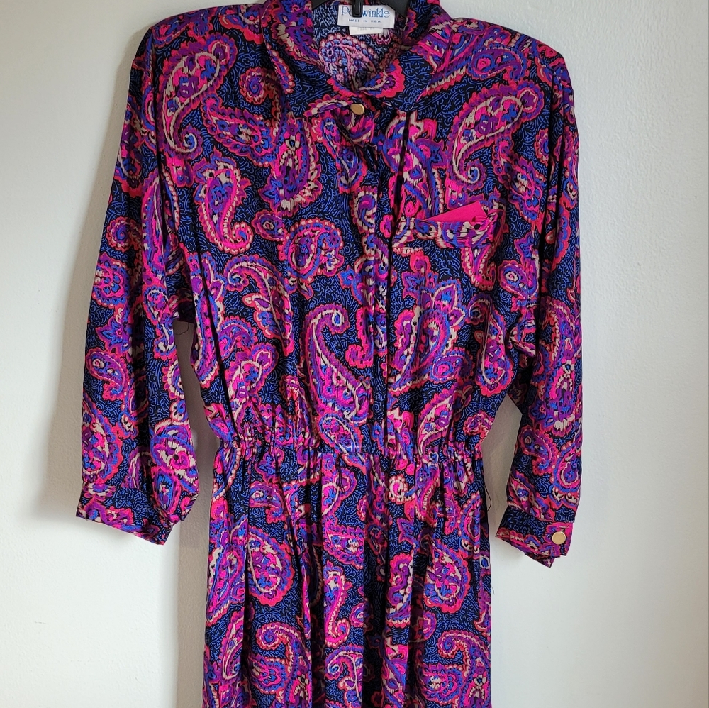 ❤️🩵💜Vintage Periwinkle Paisley Midi Dress - Picture 2 of 10